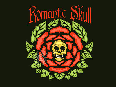 Romantic Skull artwork brand design digital drawing graphic design illustration merch tattoo tee tshirt