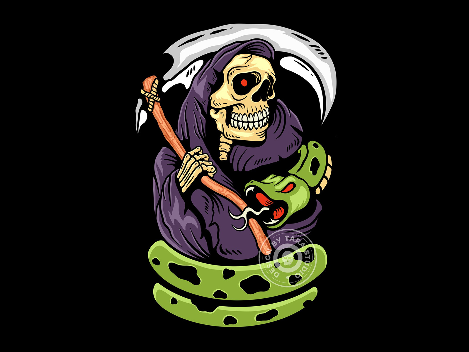 REAPER AND SNAKE ILLUSTRATION by Tara Art Studio on Dribbble
