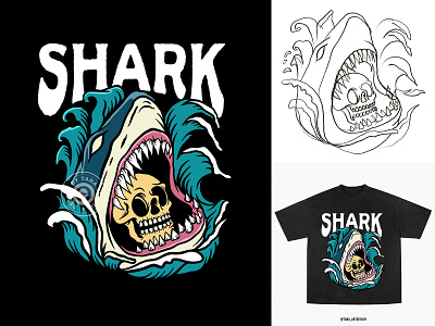 SHARK ILLUSTRATION art artwork brand character design design digital digital drawing drawing graphic design illustration shark illustration tshirt tshirt design vector