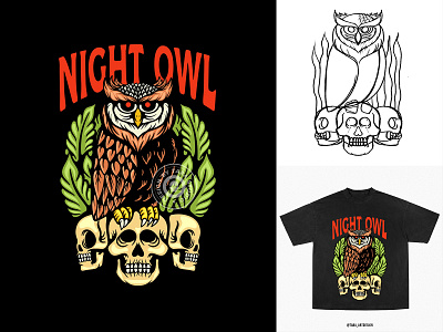 Night Owl Illustration artwork bird brand design digital drawing graphic design illustration owl tshirt design