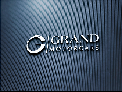 GrandMotorCars Auto Dealer ship automotive business card car lettermark logo wordmark