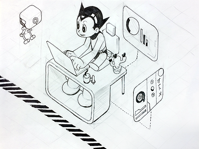 Sketch - Isometric illustration for Q&A automation page automation illustration isometric