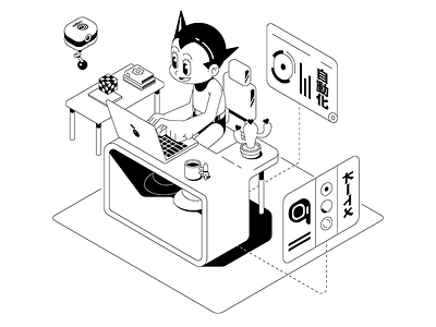 Line work - Isometric illustration for Q&A automation page illustration isometric stroke