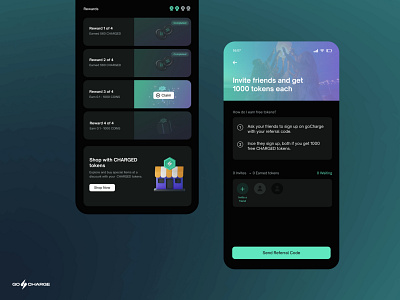 goCharge Daily Rewards and Invite Friends features 💫 app branding gocharge graphic design ui