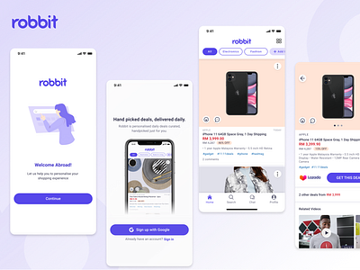 Robbit App product cards product page ui ux