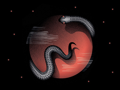 Snake dark illustration snake space stars red night sky