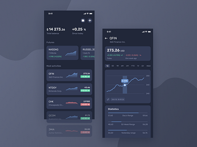 Finance Concept UI [Dark Theme] blue clean concept creative dollar dribbble finance graphic green ios red stock ui ui ux