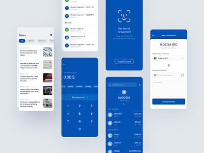 Finance UI #3 bitcoin blue crypto cryptocurrency ethereum face id finance news scan transaction ui uiux ux wallet