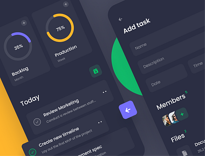 Mobile Application - Task Manager #1 blue concept dark dark ui mobile task task management ui uidesign uiux