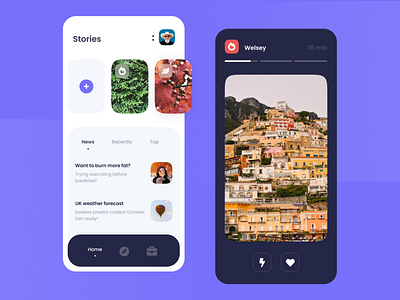 Stories UI Concept app concept design interface photo purple stories ui ux