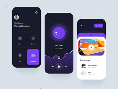 Music Player app blue concept design mobile ui ux