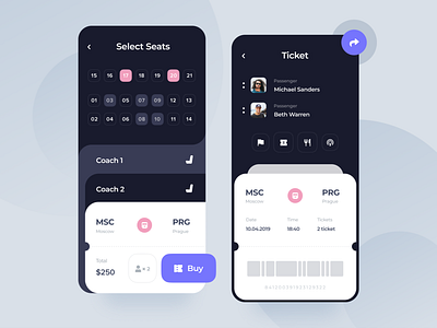 Ticket Booking app booking concept design mobile ticket ui ux