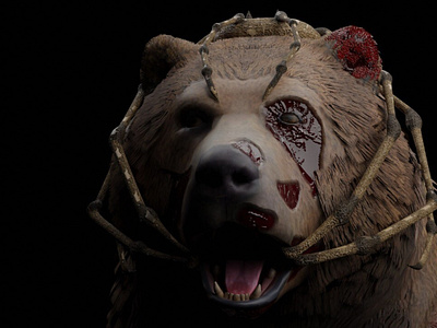 Zombie bear, horror 3d model.