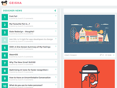 New version of geisha chrome designer news dribbble extension flat geisha layervault news