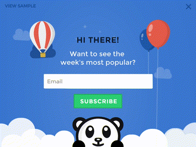 Panda Newsletter CSS3 Popup Animation animation balloon cloud css3 flat gif html newsletter panda popup sky usepanda