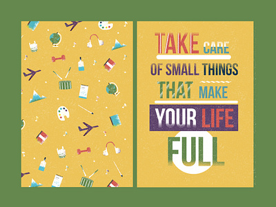 Take care of small things that make your life full design doodle illustration illustrations landingpage typography vector vector illustration