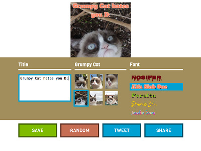 Grumpy Cat hates you - Create your own meme! backbone crystallo css flat ui grumpy cat html web fonts