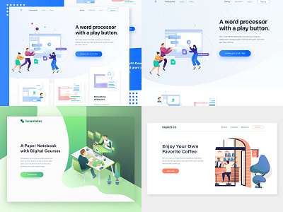 2018 app branding coffee course design gradient header illustration isometric landing landingpage ui