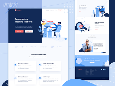 Tracking App Landing Page app blue clean conversation design graphic header illustration landing landingpage pattern pattern design tracking ui vector