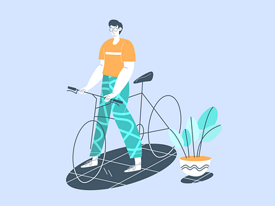 ride bicycle bicycle branding design header illustration landing landingpage line art texture ui