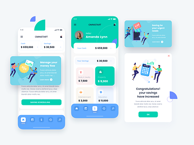 Financial App with jumeneng illustrations