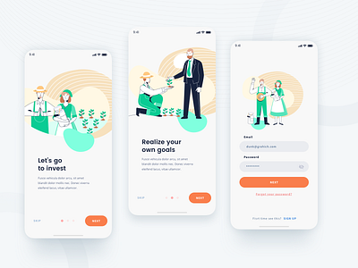 Investment app using Agridaya Illustrations agriculture app design illustration investment onboarding splashscreen typography ui