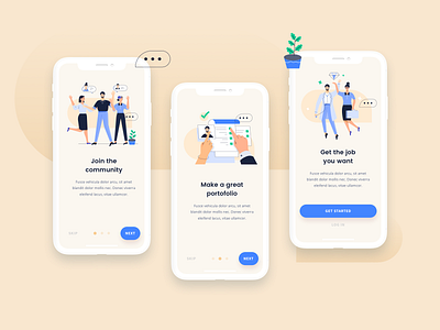 Onboarding mobiles using Job seeking Illustrations