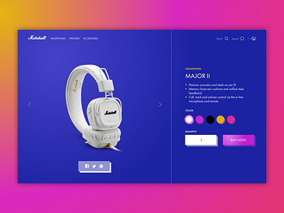 Marshall exploration clean concept ecommerce futura gradient headphones music product ui website