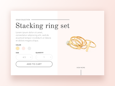 Jewelry store product page concept ecommerce gold jewelry minimal minimalist pale rings ui ux