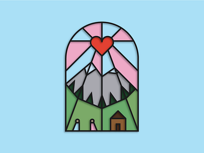 Stained Glass Mountain camping logo minimal mountains nature stained glass