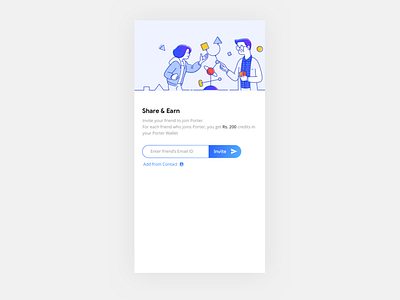 Share & Earn clean app design clear design driver gradient illustration mobile referral rider uxui white