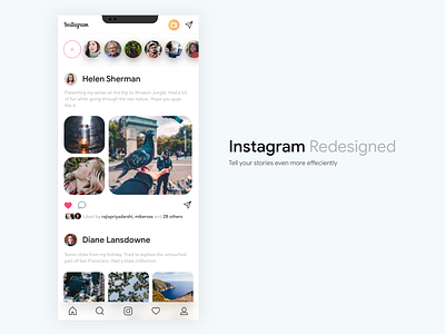 Instagram Redesign clean app design clean ui instagram iphone 10 photo app photography redesign user experience user interface white