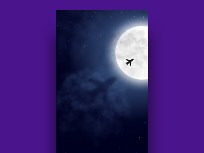Flight shadow under moon light - Wallpaper clouds flight gradient light mobile moon ui wallpaper