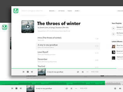Saavn Redesign clean interface minimal music playlist redesign saavn ui web