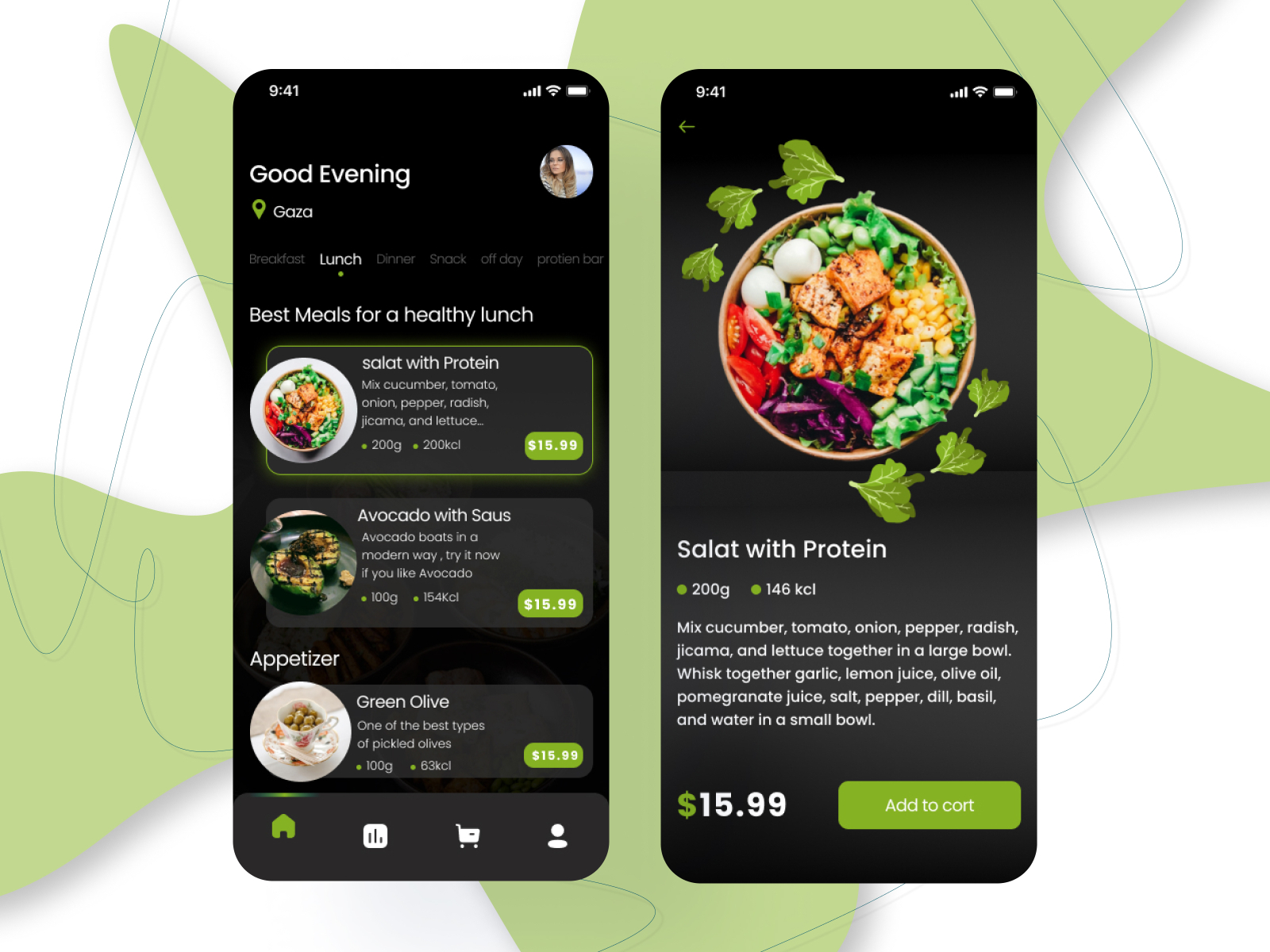 heathy food mobile app by Safiya Rj on Dribbble