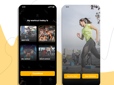 Daily workouts and nearby gym calories coach fitness gym health starup leg day life style mobile app musclse personal coach plans power sporter sports trainer ui upper body ux workout workouts