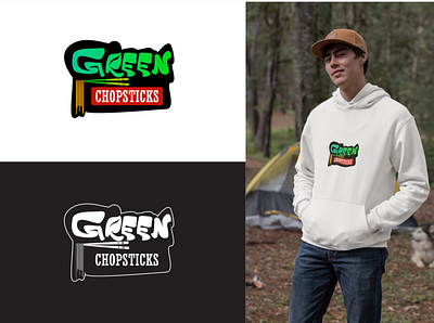Green Chopsticks brand identity branding design food logo graphic design illustration logo mockup typography vector