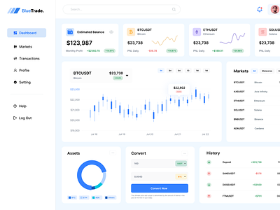 Blue trade dashboard Design