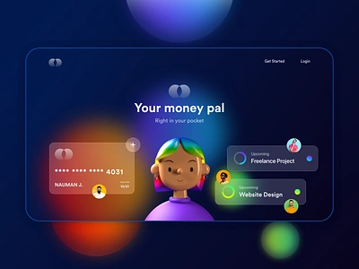 Payment Landing Page Glassmorphism Design 2021 trend credit card glassmorphism landing page neumorphism payment payment method trending ui ui design