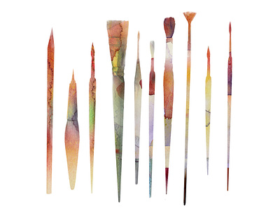 Brushes for painting art artistic brush brushes colorfull contour illustration painting pictograms sign ui watercolor