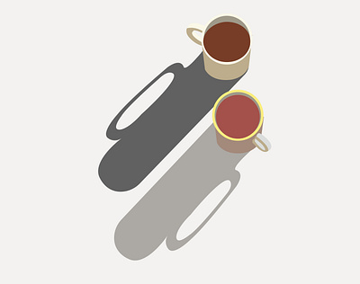 Two cups. art cartoon cup cups drink flat illustration food graphic illustration shadow table