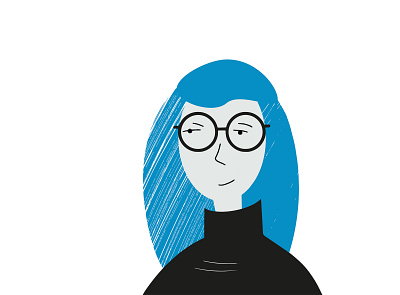 Girl with blue hair art blue hair cartoon flat illustration glasses graphic illustration portrait smiling stylization vector