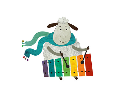 Illustration for the "Hipster Baby Book". book cartoon character childrens book childrens illustration colorfull graphic illustraion music sheep