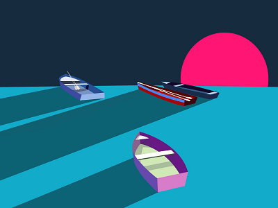 Boats. Flat style illustration.