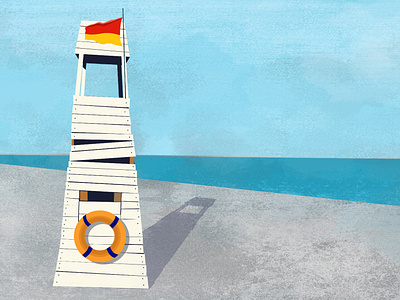 Lifeguard house at the beach illustration.