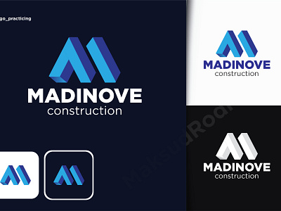 "MADINOVE construction" Logo Design. 3d branding graphic design logo