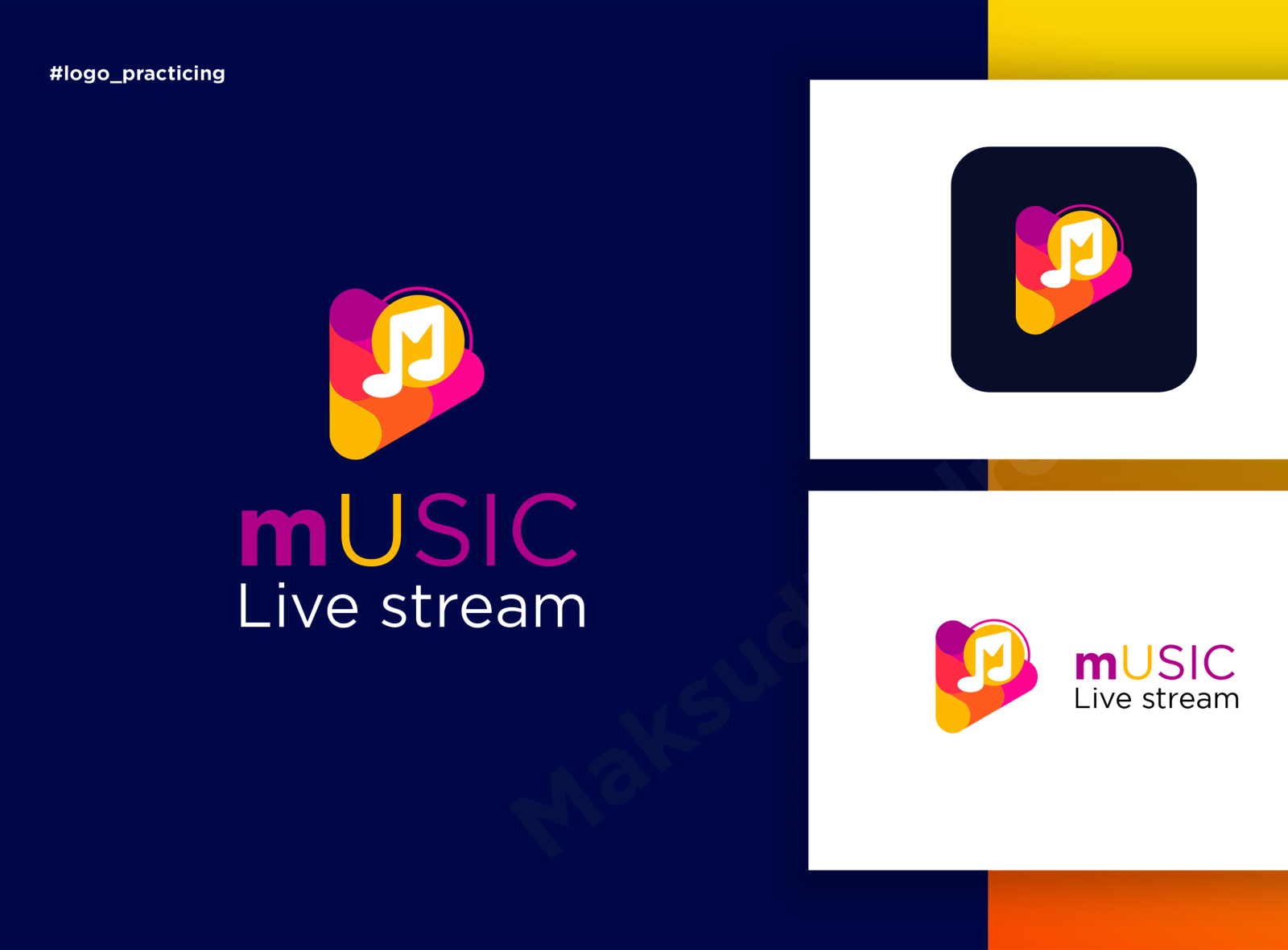 mUSIC live stream - Iconic Logo Design by maksud rodro on Dribbble