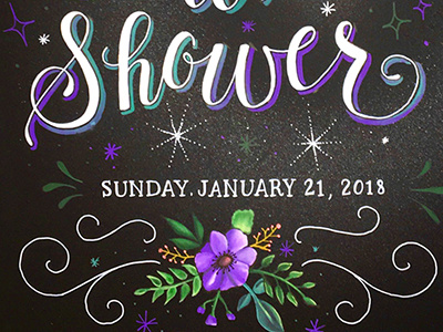 Bridal Shower Chalk Sign flowers illustration lettering