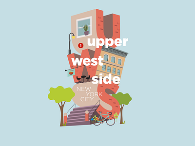 Upper West Side block letters graphic design illustration vector