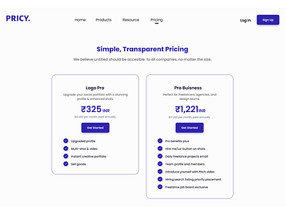 Pricing Page app design landingpage design ui ux website design